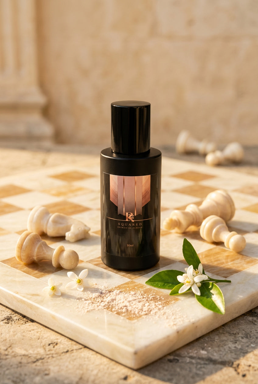 Elara neroli orange blossom vanilla perfume bottle by R Squared