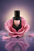 Petale rose violet musk perfume bottle by R Squared